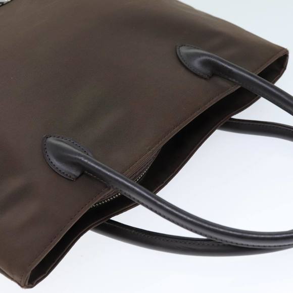 Burberrys Nova Check Blue Label Hand Bag Nylon Brown Beige Auth yb564 - Picture 6 of 16